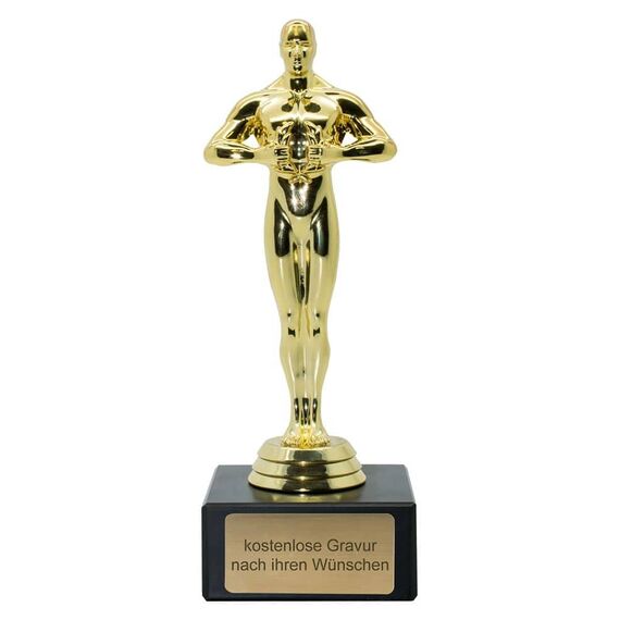 Deitert Siegerfigur inkl. Gravur mit Ihrem Wunschtext - Größe: 25 cm - das Geschenk für Männer und Frauen - personalisierte Trophäe im Filmpreis-Award Look