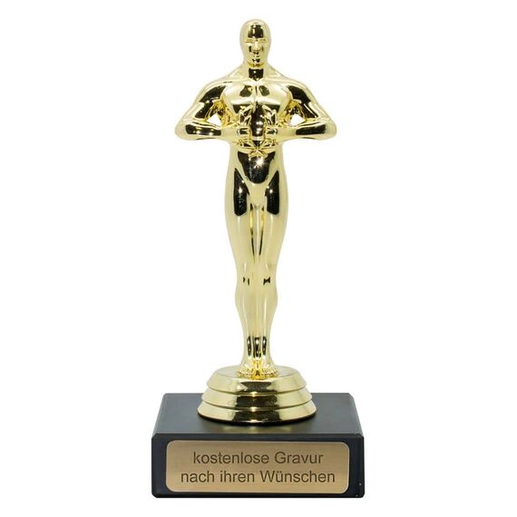 Deitert Siegerfigur inkl. Gravur mit Ihrem Wunschtext - Größe: 14,5 cm - das Geschenk für Männer und Frauen - personalisierte Trophäe im Filmpreis-Award Look