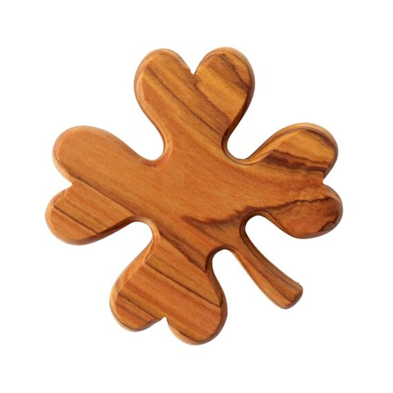 Kassis Geschenkartikel Kleeblatt als Handschmeichler – Glücksbringer aus Olivenholz, handgefertigt in Bethlehem – Taschenstein, Schutzsymbol, Sorgenfresser und Geschenkidee