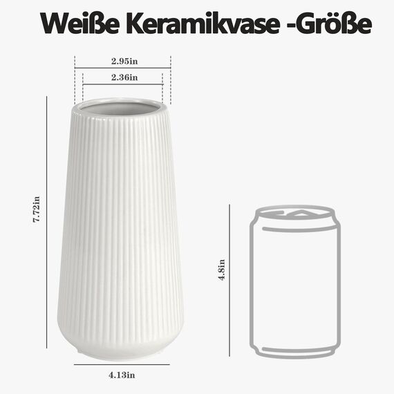 Keramik Vase, GUKJOB Blumenvase Keramik Vasen für Blumen, Dekorative Vasen für Pampasgras Deko, Modern Kleine Vase für Home Wohnzimmer Esstisch Bauernhaus Büro Dekor (Weiß)
