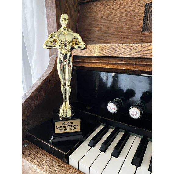 Deitert Siegerfigur inkl. Gravur mit Ihrem Wunschtext - Größe: 18 cm - das Geschenk für Männer und Frauen - personalisierte Trophäe im Filmpreis-Award Look