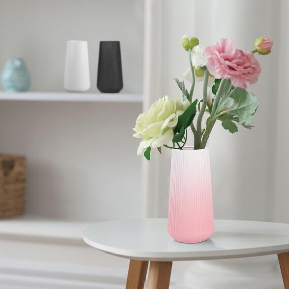Keramik Vase, GUKJOB Blumenvase Keramik Vasen für Blumen, Dekorative Vasen für Pampasgras Deko, Modern Kleine Vase für Home Wohnzimmer Esstisch Bauernhaus Büro Dekor (Gradient Pink)
