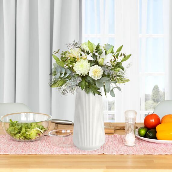 Keramik Vase, GUKJOB Blumenvase Keramik Vasen für Blumen, Dekorative Vasen für Pampasgras Deko, Modern Kleine Vase für Home Wohnzimmer Esstisch Bauernhaus Büro Dekor (Weiß)