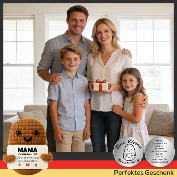 Tixlux Mama Pocket Hug Positive Kartoffel, Liebevoller Glücksbringer aus Strickwolle, Kleine Umarmung, Geburtstagsgeschenk für Mama, Ich hab Dich lieb, Muttertag & Frauentag