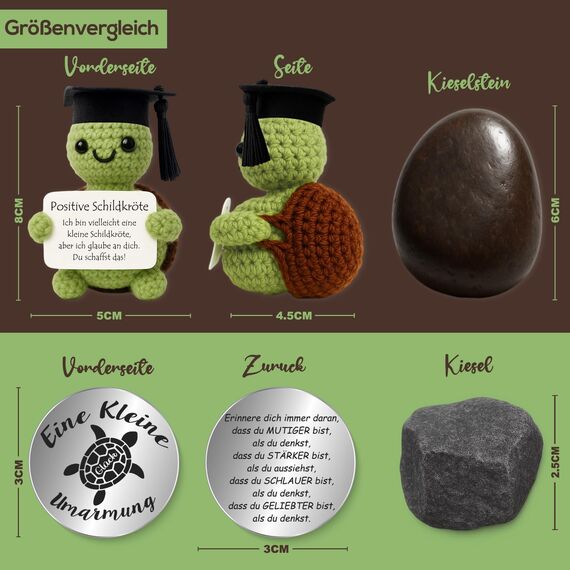 Tixlux Pocket Hug Positive Schildkröte, Kreative Strickwolle Schildkröte Puppe und Kleine Umarmung Glücksbringer, MutmacherGeschenk, Gute Besserung Geschenk, Einschulung Geschenk