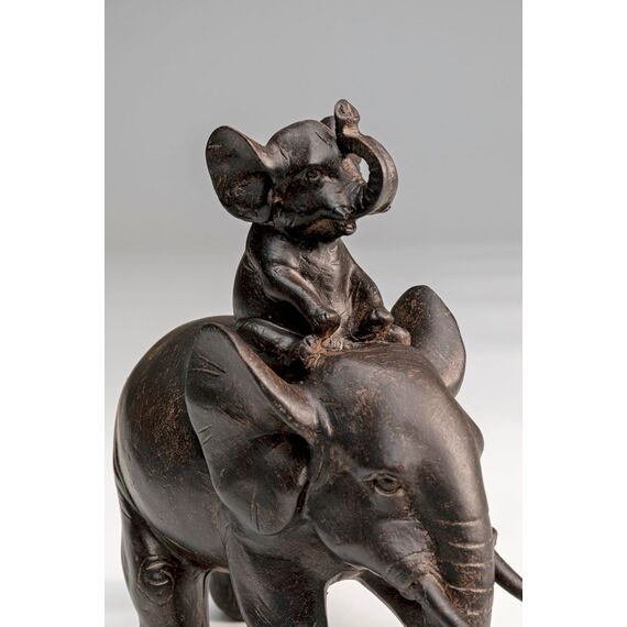 Kare Design Deko Figur Dumbo Uno, Braun, 19x18x9 cm, Deko Objekt, Wohnaccessoire, Dekoration, Elefanten Motiv, Wohnzimmer