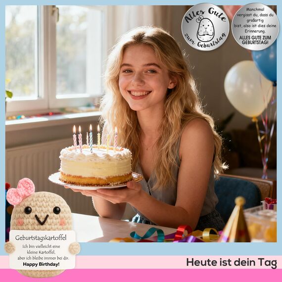 Tixlux Pocket Hug Positive Kartoffel, Kreative Strickwolle Kartoffel Puppe und Kleine Umarmung Glücksbringer (Silber), Geburtstag Geschenk, Geschenk für Freundin, Kollegen, Familie