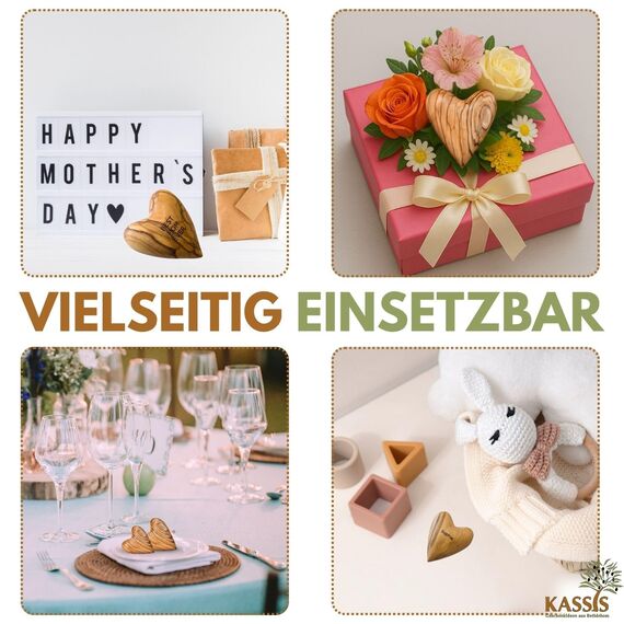 Kassis Geschenkartikel Herz 5,50 cm Handschmeichler aus Olivenholz – handgefertigtes Geschenk aus Bethlehem zur Taufe, Kommunion, Hochzeit, Valentinstag, Muttertag oder als Trostspender