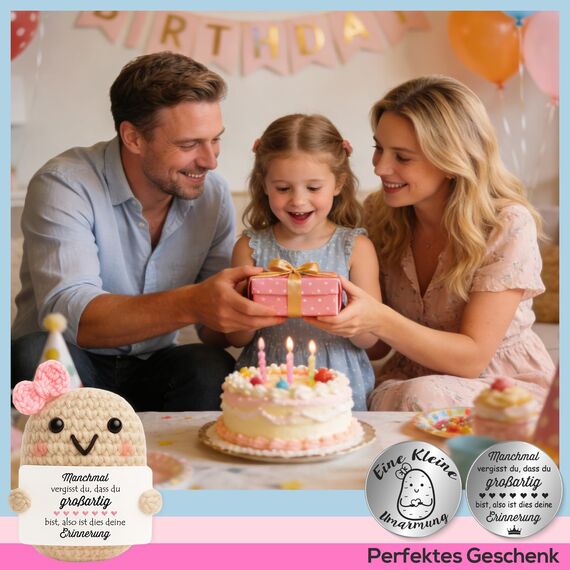 Tixlux Pocket Hug Positive Kartoffel, Kreative Strickwolle Kartoffel Puppe und Kleine Umarmung Glücksbringer, Mutmacher Geschenk, Gute Besserung, Einschulung Geschenk （Erinnerung）