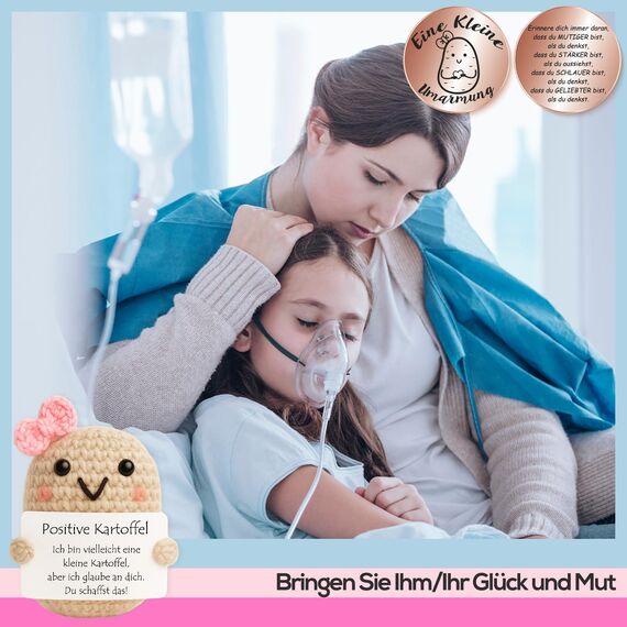 Tixlux Pocket Hug Positive Kartoffel, Kreative Strickwolle Kartoffel Puppe und Kleine Umarmung Glücksbringer (Roségold), Mutmacher Geschenk, Gute Besserung, Einschulung Geschenk