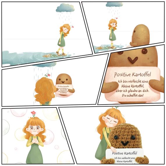 Tixlux Pocket Hug Positive Kartoffel, Kreative Strickwolle Kartoffel Puppe und Kleine Umarmung Glücksbringer (Silber), Mutmacher Geschenk, Gute Besserung, Einschulung Geschenk