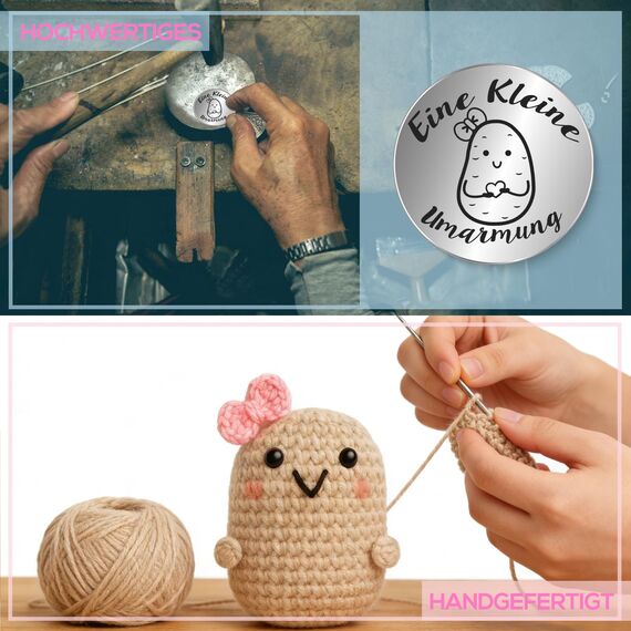 Tixlux Pocket Hug Positive Kartoffel, Kreative Strickwolle Kartoffel Puppe und Kleine Umarmung Glücksbringer, Mutmacher Geschenk, Gute Besserung, Einschulung Geschenk （Erinnerung）