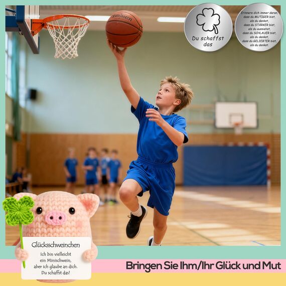 Tixlux Pocket Hug Glücksschweinchen mit Glücksklee, Kreative Strickwolle Minischwein Puppe und Kleine Umarmung Glücksbringer (Silber Ⅲ), MutmacherGeschenk, Gute Besserung, Einschulung Geschenk