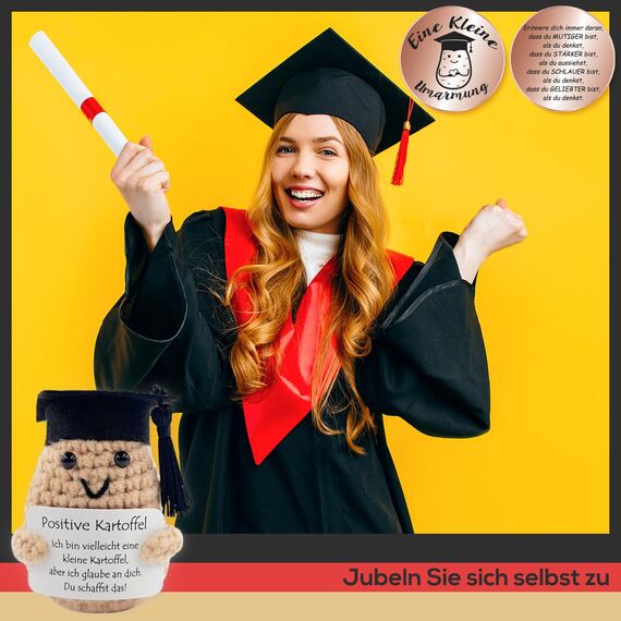 Tixlux Pocket Hug Positive Kartoffel, Kreative Strickwolle Kartoffel Puppe und Kleine Umarmung Glücksbringer (Roségold Ⅱ), Mutmacher Geschenk, Glücksbringer für prüfung, Einschulung Geschenk