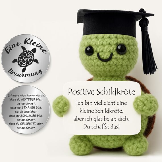 Tixlux Pocket Hug Positive Schildkröte, Kreative Strickwolle Schildkröte Puppe und Kleine Umarmung Glücksbringer, MutmacherGeschenk, Gute Besserung Geschenk, Einschulung Geschenk