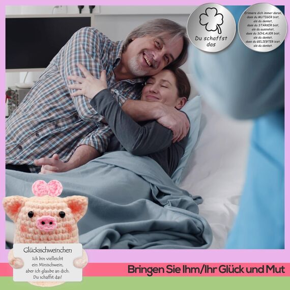 Tixlux Pocket Hug Glücksschweinchen, Kreative Strickwolle Minischwein Puppe und Kleine Umarmung Glücksbringer (Silber Ⅱ), MutmacherGeschenk, Gute Besserung, Einschulung Geschenk