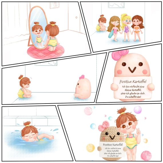 Tixlux Pocket Hug Positive Kartoffel, Kreative Strickwolle Kartoffel Puppe und Kleine Umarmung Glücksbringer (Silber Ⅰ), Mutmacher Geschenk, Gute Besserung, Einschulung Geschenk