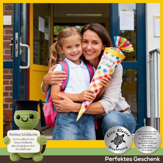 Tixlux Pocket Hug Positive Schildkröte, Kreative Strickwolle Schildkröte Puppe und Kleine Umarmung Glücksbringer, MutmacherGeschenk, Gute Besserung Geschenk, Einschulung Geschenk