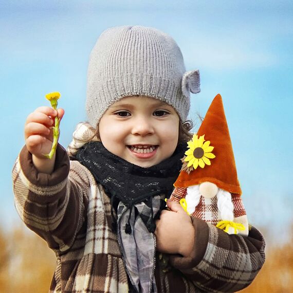 Godeufe 2 Stück Herbstdeko Wichtel Figuren Deko Herbst Dekoration Autumn Zuhause Elf Statue Tomte Urlaub Küche Gestuftes Tablett Party-Dekorationen