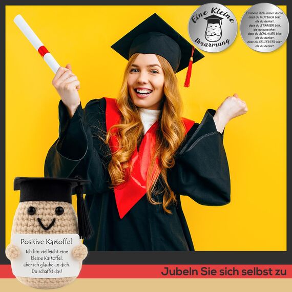Tixlux Pocket Hug Positive Kartoffel, Kreative Strickwolle Kartoffel Puppe und Kleine Umarmung Glücksbringer (Silber Ⅱ), Mutmacher Geschenk, Glücksbringer für prüfung, Einschulung Geschenk
