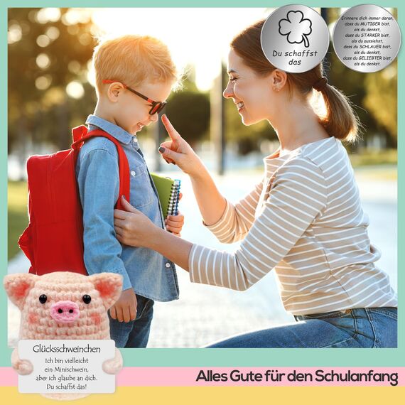 Tixlux Pocket Hug Glücksschweinchen, Kreative Strickwolle Minischwein Puppe und Kleine Umarmung Glücksbringer (Silber Ⅰ), MutmacherGeschenk, Gute Besserung, Einschulung Geschenk