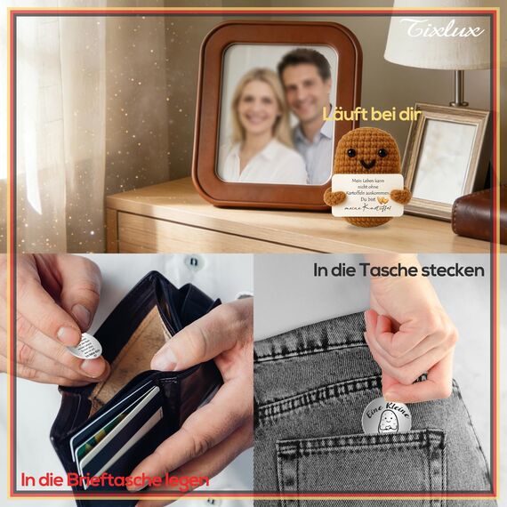 Tixlux Valentinstagsgeschenk, Pocket Hug Kreative Strickwolle Kartoffel und Kleine Umarmung Glücksbringer, Ich Liebe Dich Geschenk, Jahrestag Geschenk, Hochzeitstagsgeschenk, Geschenke zu Valentinstag