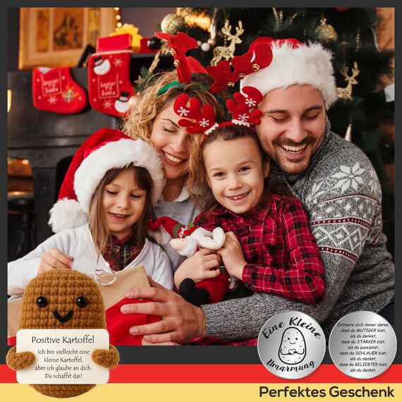 Tixlux Pocket Hug Positive Kartoffel, Kreative Strickwolle Kartoffel Puppe und Kleine Umarmung Glücksbringer (Silber), Mutmacher Geschenk, Gute Besserung, Einschulung Geschenk