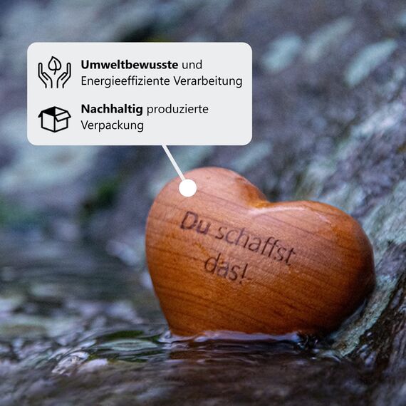Schwabenholz® Handschmeichler Herz aus Holz - Du schaffst das! - Glücksbringer für sie und ihn - Holzherzen mit Gravur & einzigartiger Maserung