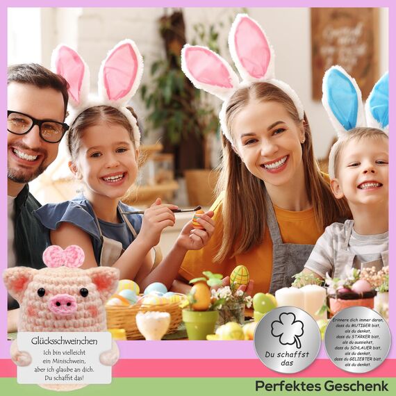 Tixlux Pocket Hug Glücksschweinchen, Kreative Strickwolle Minischwein Puppe und Kleine Umarmung Glücksbringer (Silber Ⅱ), MutmacherGeschenk, Gute Besserung, Einschulung Geschenk