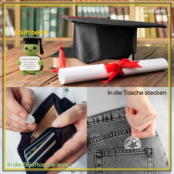 Tixlux Pocket Hug Positive Schildkröte, Kreative Strickwolle Schildkröte Puppe und Kleine Umarmung Glücksbringer, MutmacherGeschenk, Gute Besserung Geschenk, Einschulung Geschenk