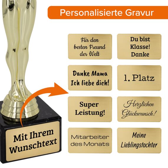 Deitert Siegerfigur inkl. Gravur mit Ihrem Wunschtext - Größe: 18 cm - das Geschenk für Männer und Frauen - personalisierte Trophäe im Filmpreis-Award Look