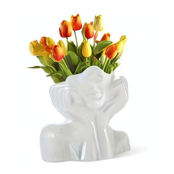 CEMABT Gesicht vase, Blume Dekor, Keramik Körper Weibliche Form, Ideale Regal, Moderne Bauernhaus Tisch, Kleine nette Bücherregal Halbgesicht (Stil-C)