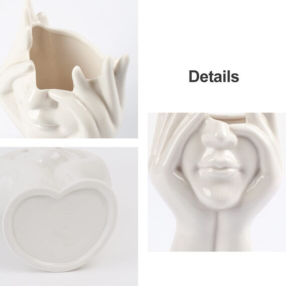 CEMABT Gesichtsvase, Blumenvase, Schreibtischdekoration, Keramik-Körpervase, weibliche Form, moderne Dekoration, kleine Vase, Bücherregal