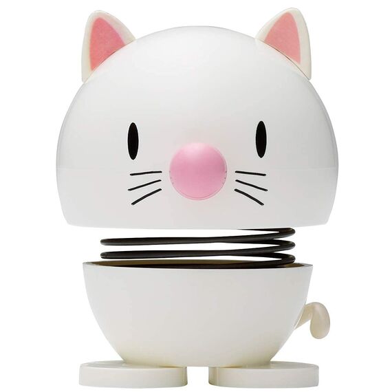 Hoptimist Tier, Katze, Wackelfigur & Glücksbringer Skandinavisch, Wohnzimmer & Schreibtisch Deko, Büro Gadget, Tolle Kleine Geschenke, 5,5 x 5,9 x 7,3 cm, Small, Weiß