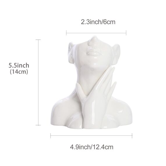 CEMABT Gesicht Vase, Keramik Körper Weibliche Form, Moderne Bauernhaus Tisch Dekor, Kleine Niedliche Bücherregal Halbgesicht Vase (Stil-A)