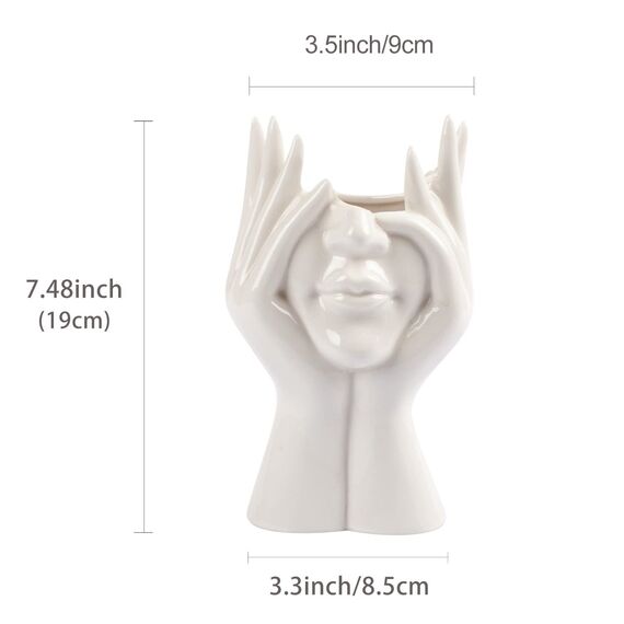 CEMABT Gesichtsvase, Blumenvase, Schreibtischdekoration, Keramik-Körpervase, weibliche Form, moderne Dekoration, kleine Vase, Bücherregal