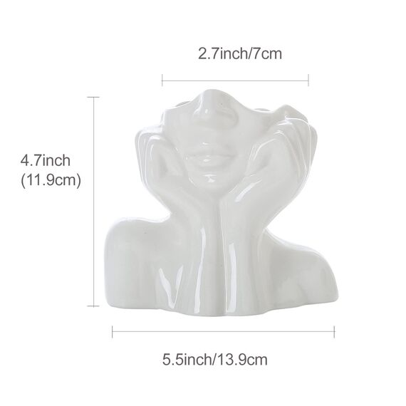CEMABT Gesicht vase, Blume Dekor, Keramik Körper Weibliche Form, Ideale Regal, Moderne Bauernhaus Tisch, Kleine nette Bücherregal Halbgesicht (Stil-C)