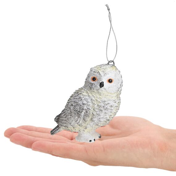 com-four® 2X Hänge-Deko für den Weihnachtsbaum - Christbaumschmuck in Form Einer Eule - Weihnachtsbaum-Anhänger Schneeeule (Eulenpaar)