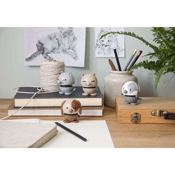 Hoptimist Tier, Hund, Wackelfigur & Glücksbringer Skandinavisch, Wohnzimmer & Schreibtisch Deko, Büro Gadget, Tolle Kleine Geschenke, 5,5 x 5,9 x 7,3 cm, Small, Grau