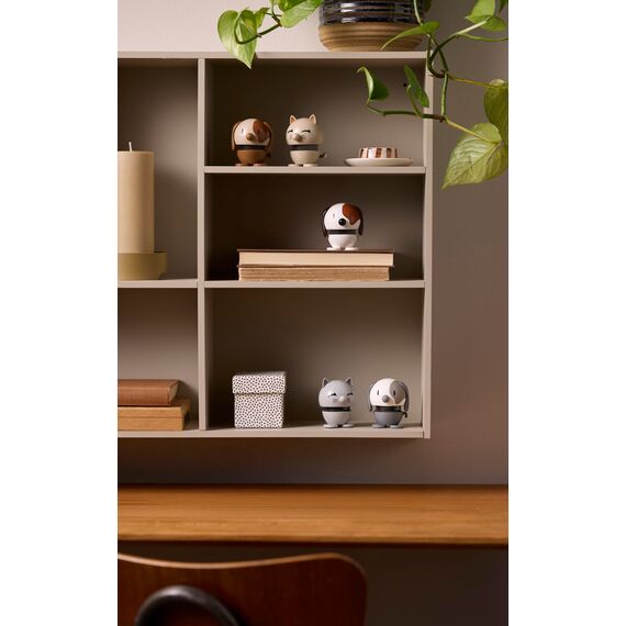 Hoptimist Tier, Katze, Wackelfigur & Glücksbringer Skandinavisch, Wohnzimmer & Schreibtisch Deko, Büro Gadget, Tolle Kleine Geschenke, 5,5 x 5,9 x 7,3 cm, Small, Hellgrau