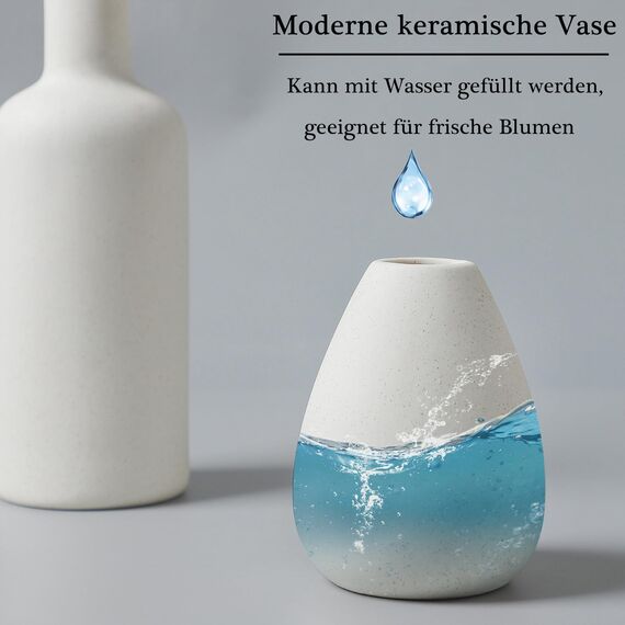 CEMABT weiße Keramik Vase Set-4 Kleine Vasen für Blumen, einzigartige Blumenvasen für Mittelstücke, dekorative Moderne Vasen für Home Decor Tisch Eingang (Weiß)