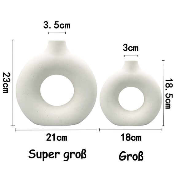 2 weiße Keramik-Blumenvasen für Wohnungsdekoration und Schlafzimmerdekoration, dekorative Vasen für Tischdecke mit Pampasgras