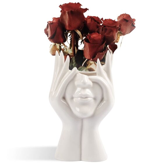 CEMABT Gesichtsvase, Blumenvase, Schreibtischdekoration, Keramik-Körpervase, weibliche Form, moderne Dekoration, kleine Vase, Bücherregal