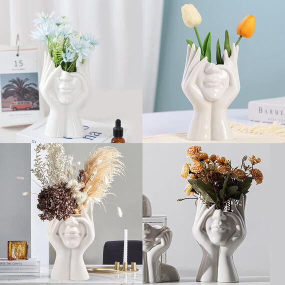 CEMABT Gesichtsvase, Blumenvase, Schreibtischdekoration, Keramik-Körpervase, weibliche Form, moderne Dekoration, kleine Vase, Bücherregal