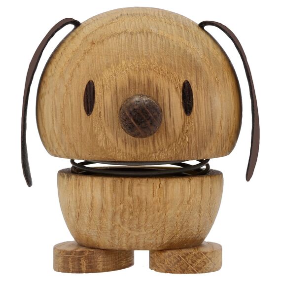 Hoptimist Tier, Hund, Holzdeko, Wackelfigur & Glücksbringer aus Holz, Skandinavisch, Deko Wohnzimmer, Büro & Schreibtisch, Tolle Kleine Geschenke, 5,5 x 5,9 x 7,3 cm, Small, Oak