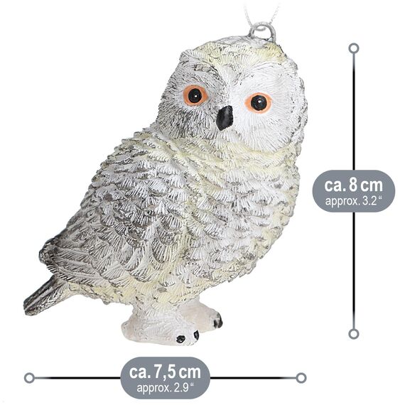 com-four® 2X Hänge-Deko für den Weihnachtsbaum - Christbaumschmuck in Form Einer Eule - Weihnachtsbaum-Anhänger Schneeeule (Eulenpaar)