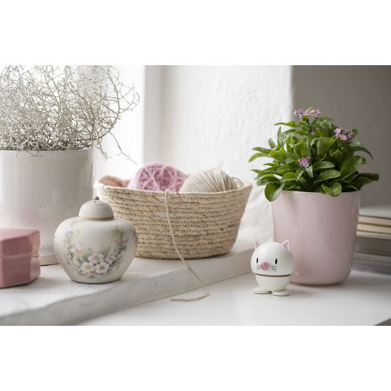 Hoptimist Tier, Katze, Wackelfigur & Glücksbringer Skandinavisch, Wohnzimmer & Schreibtisch Deko, Büro Gadget, Tolle Kleine Geschenke, 5,5 x 5,9 x 7,3 cm, Small, Weiß