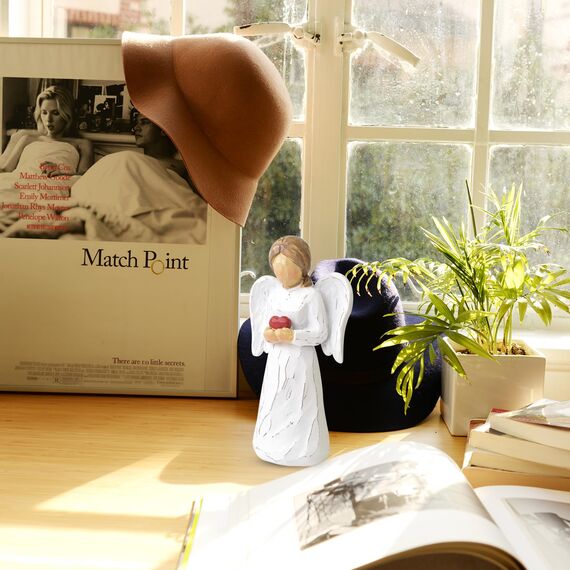 CUNTAUK Schutzengel-Statue, heilende Engel-Figuren für Frauen, Harzengel Statue hält ein Herz für Thanksgiving, Weihnachten, Heimdekoration, Ornament, Gedenkgeschenke