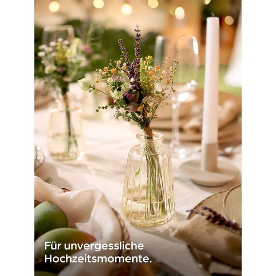 Praknu Kleine Glasvasen für Tischdeko - 12er Set - Vintage Stil - Runde Minivasen - Spülmaschinenfest - Perfekt für Hochzeit Tischdeko - Gold