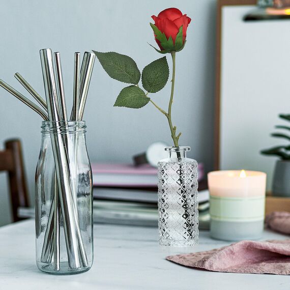 6 Stück Kleine Vasen für Tischdeko, Klein Glasvasen für Tischdeko, Vase Klein-Set, Vintage Blumenvasen Deko, Transparent Tischvasen Glasflaschen für Badezimmer Hochzeitsdeko Deko Vasen Set